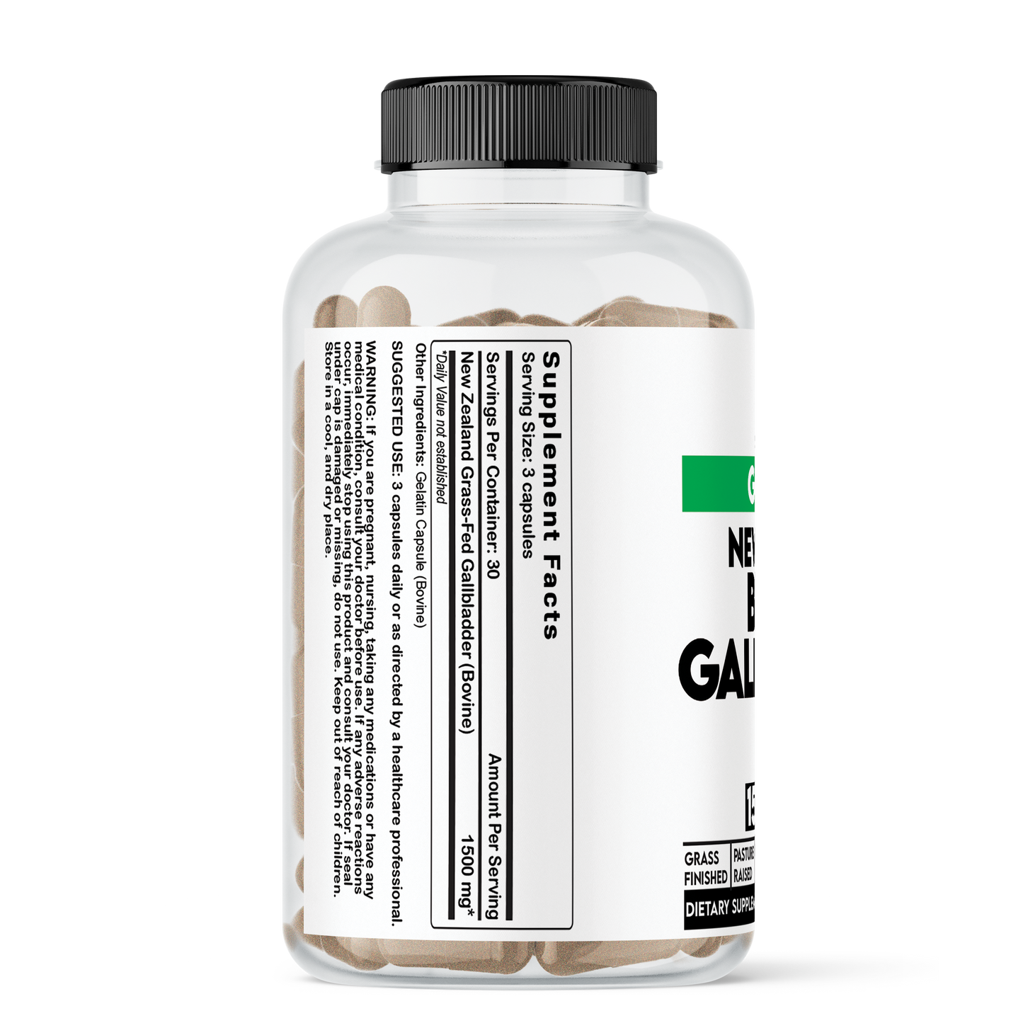 Grass-Fed Bovine 100% Pure Gallbladder Supplement | New Zealand Sourced for Digestive Health, Liver Support & Nutrient Absorption. 90ct