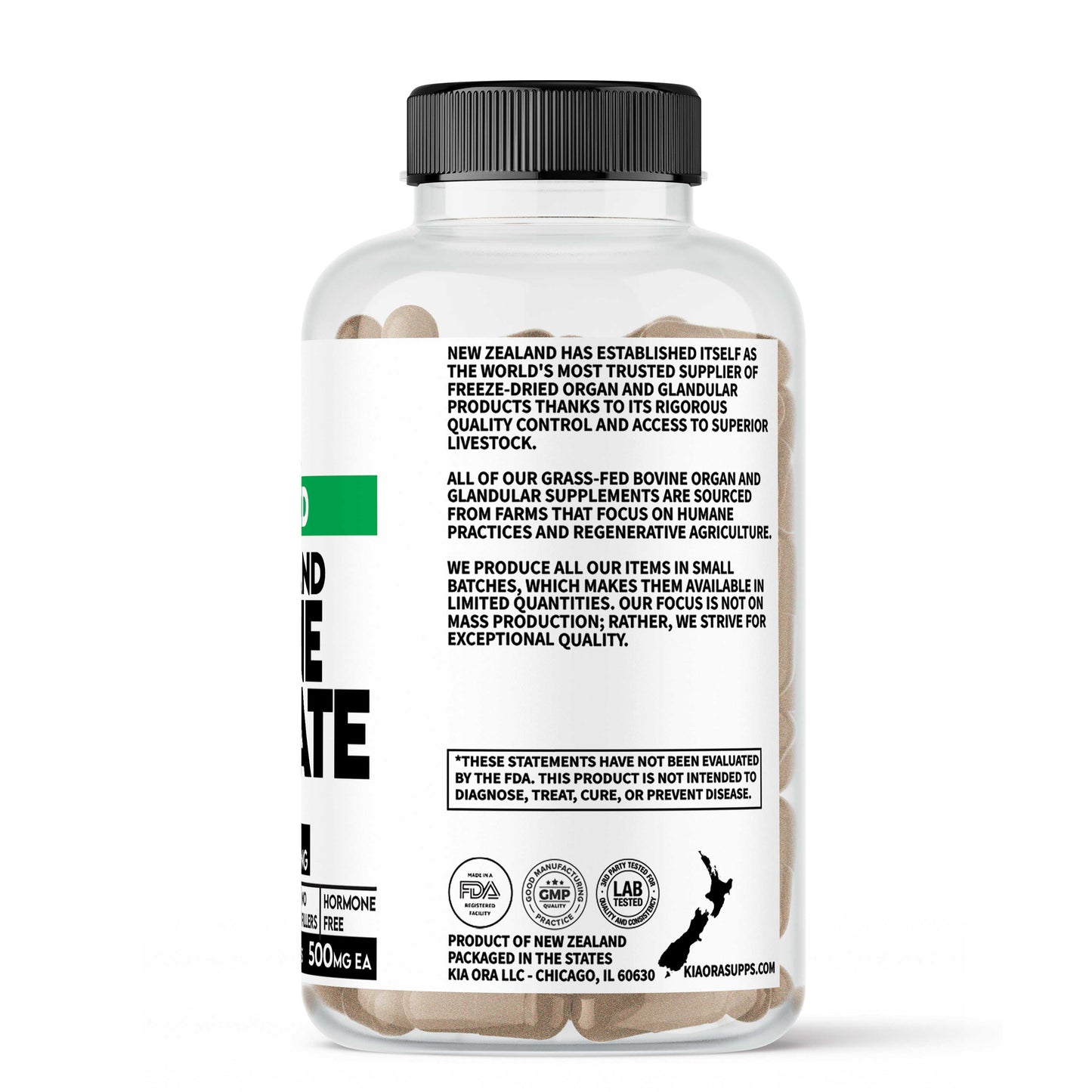 Supplement bottle with label on a white background