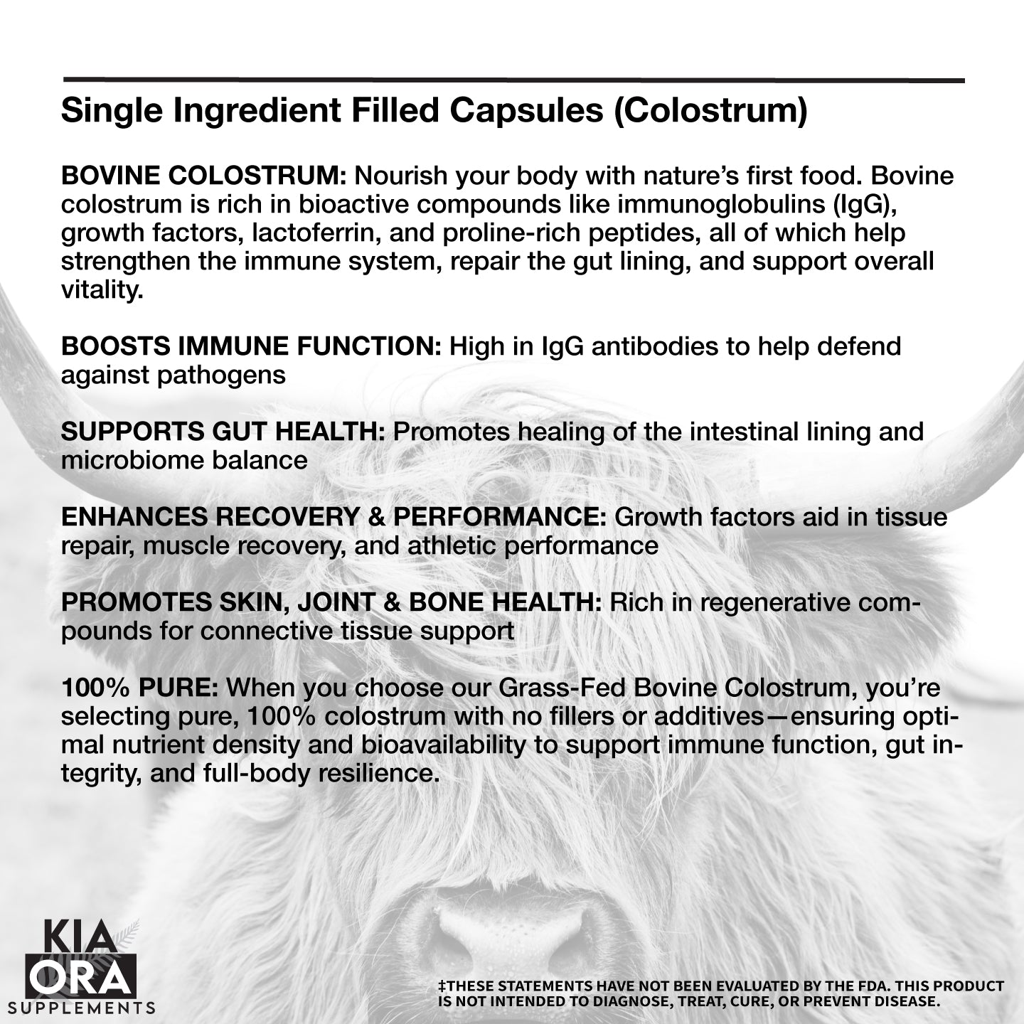 Grass-Fed Bovine Colostrum Supplement – Immune, Gut & Recovery Support | High IgG. 180ct