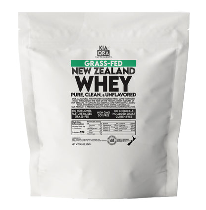 NEW ZEALAND 100% GRASS FED WHEY PROTEIN - UNFLAVORED. 5LB