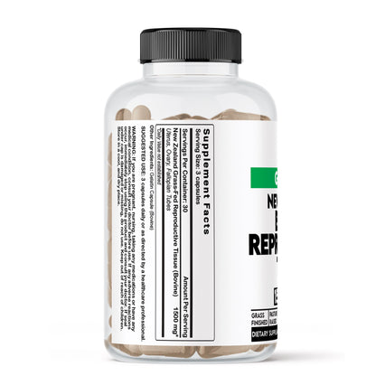 bovine reproductive Supplement bottle with label on a white background