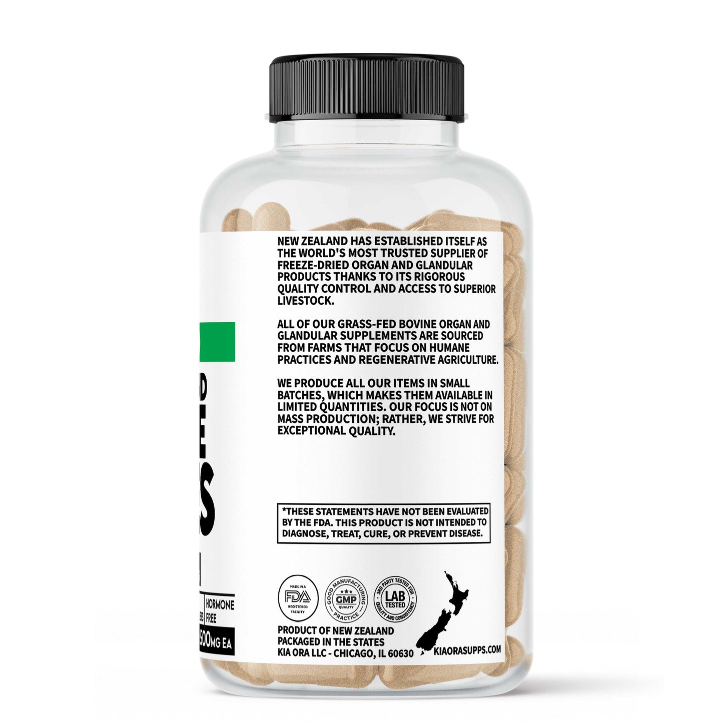 Supplement bottle with label on a white background