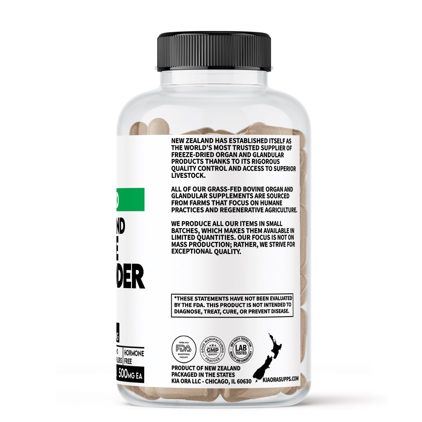 bovine gallbladder Supplement bottle with label on a white background