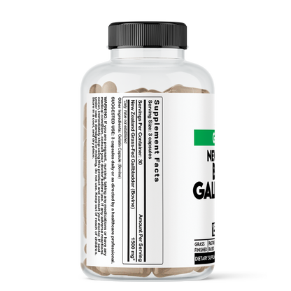 Grass-Fed Bovine 100% Pure Gallbladder Supplement | New Zealand Sourced for Digestive Health, Liver Support & Nutrient Absorption. 90ct