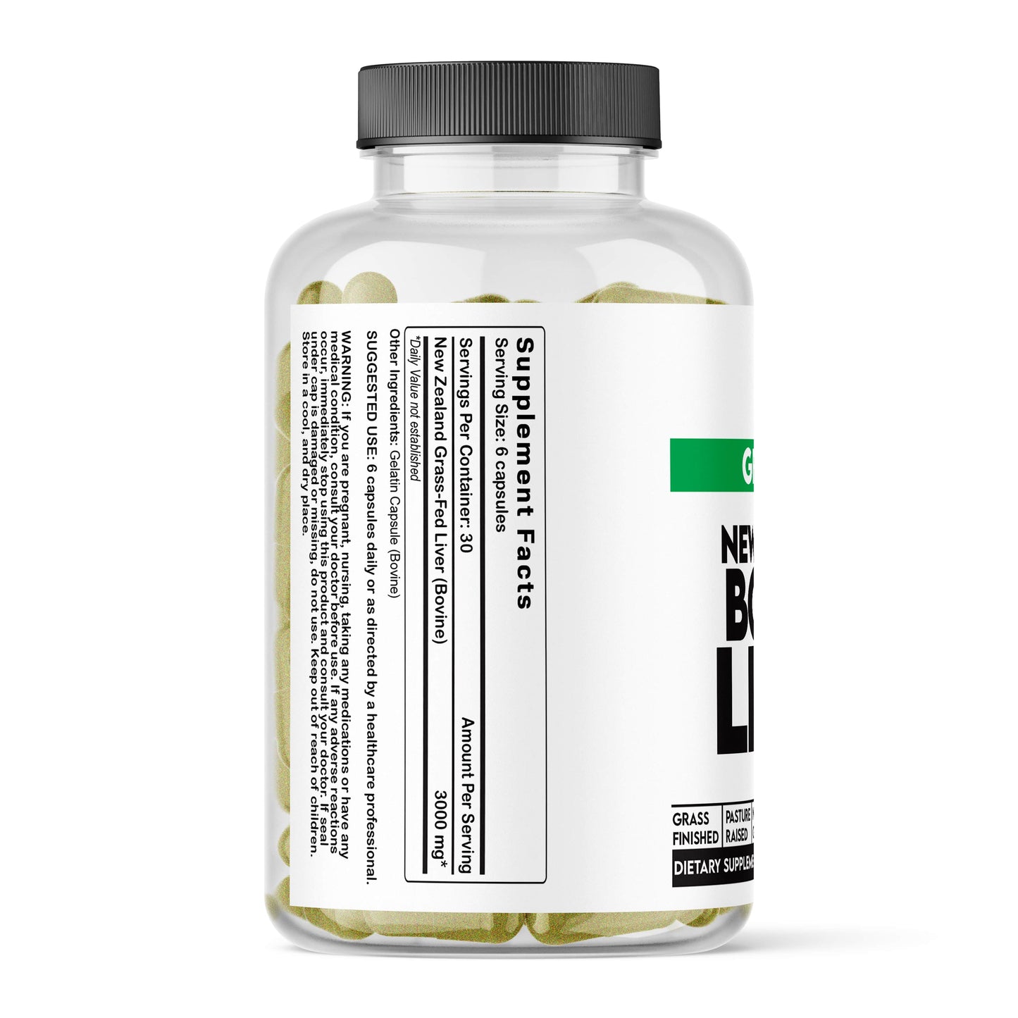 Grass-Fed Bovine Liver – Nutrient-Dense Organ Supplement | Natural Source of Vitamin A, B12, Iron & Energy Support. 180ct