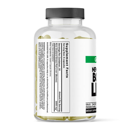 Grass-Fed Bovine Liver – Nutrient-Dense Organ Supplement | Natural Source of Vitamin A, B12, Iron & Energy Support. 180ct