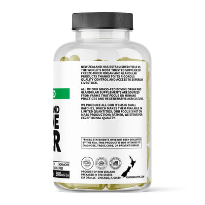 Grass-Fed Bovine Liver – Nutrient-Dense Organ Supplement | Natural Source of Vitamin A, B12, Iron & Energy Support. 180ct