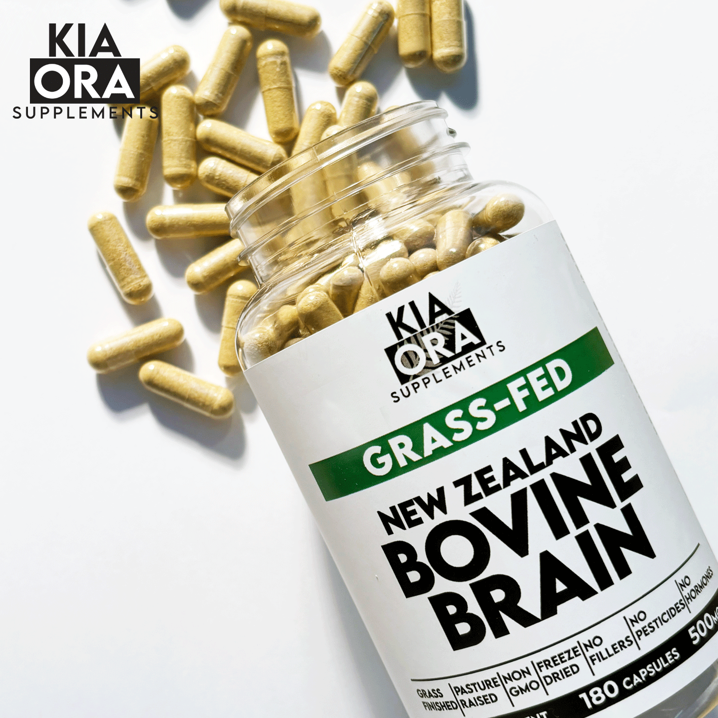 New Zealand 100% Grass-Fed Bovine Brain With Liver Supplement. 180 Capsules