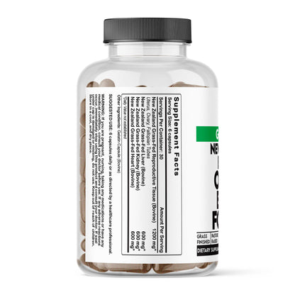 Supplement bottle with label on a white background