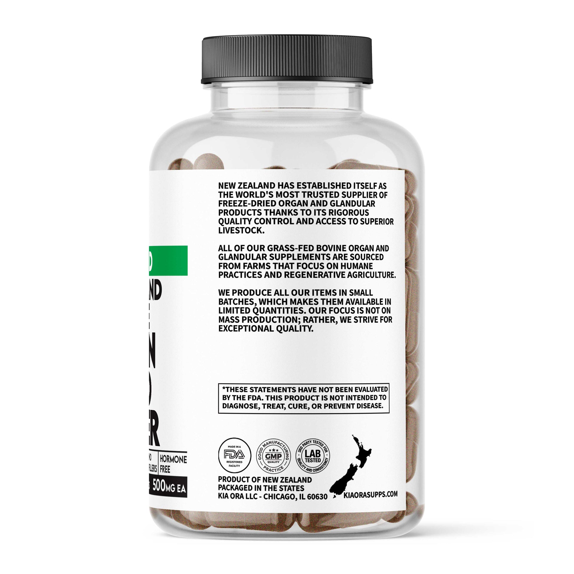 Supplement bottle with a white label on a white background