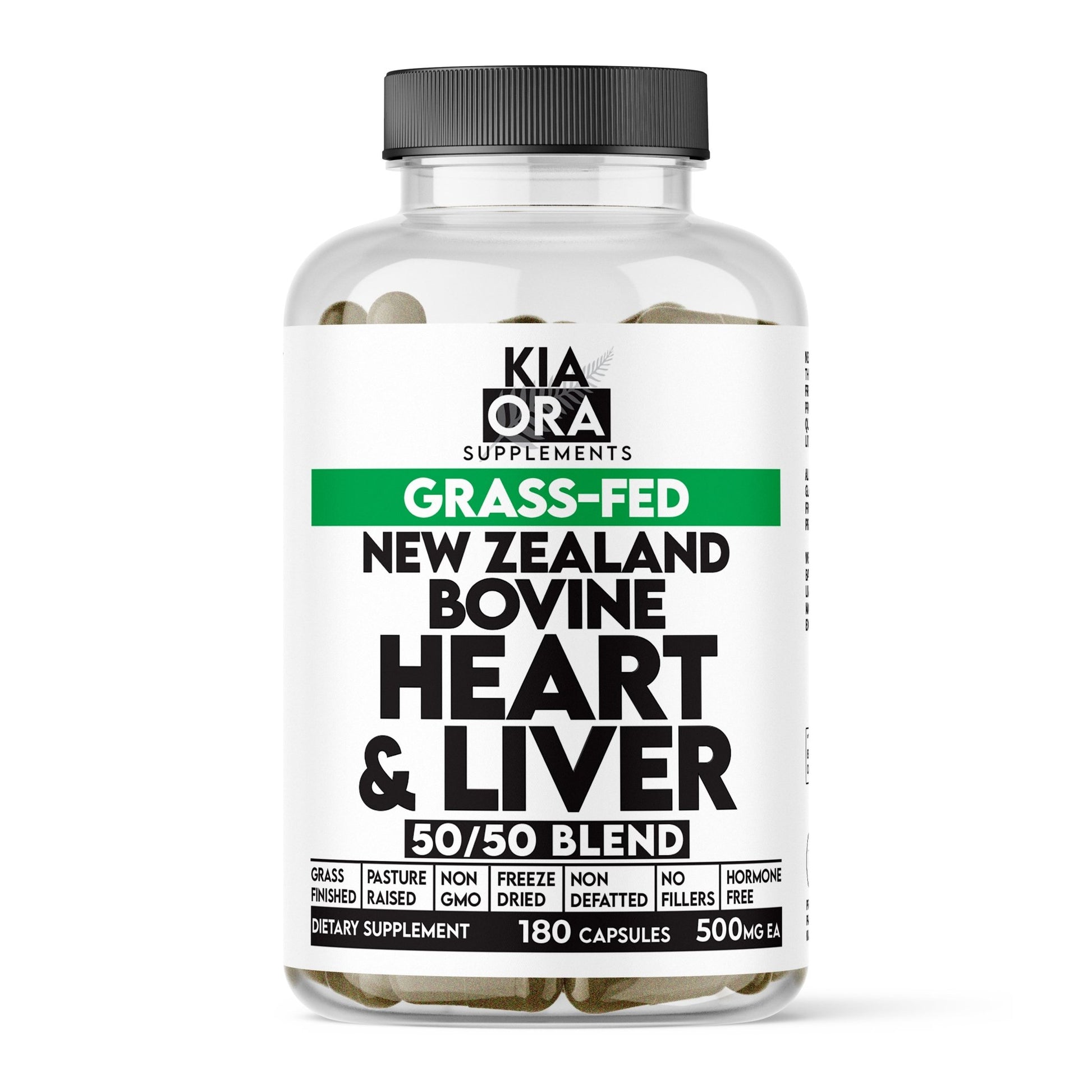 Grass - Fed Bovine Heart & Liver Supplement – New Zealand Sourced for Energy, Vitality & Nutrient Support. 180ct - KIA ORA LLC
