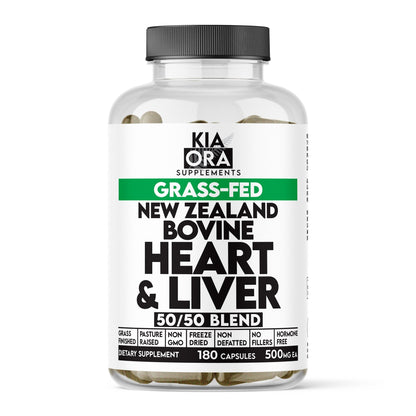 Grass - Fed Bovine Heart & Liver Supplement – New Zealand Sourced for Energy, Vitality & Nutrient Support. 180ct - KIA ORA LLC