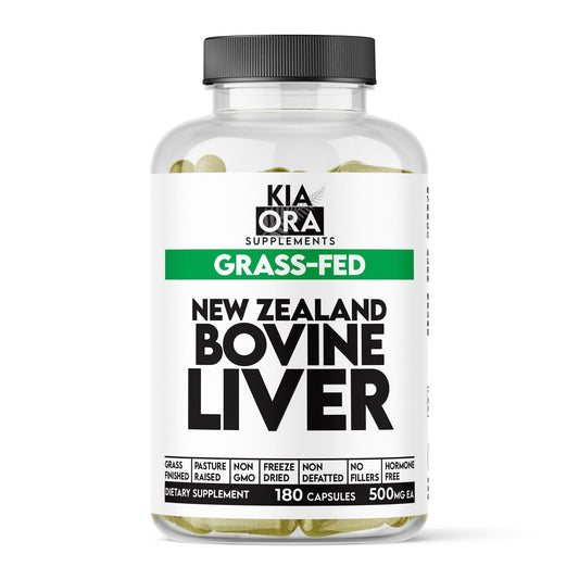 Grass - Fed Bovine Liver – Nutrient - Dense Organ Supplement | Natural Source of Vitamin A, B12, Iron & Energy Support. 180ct - KIA ORA LLC