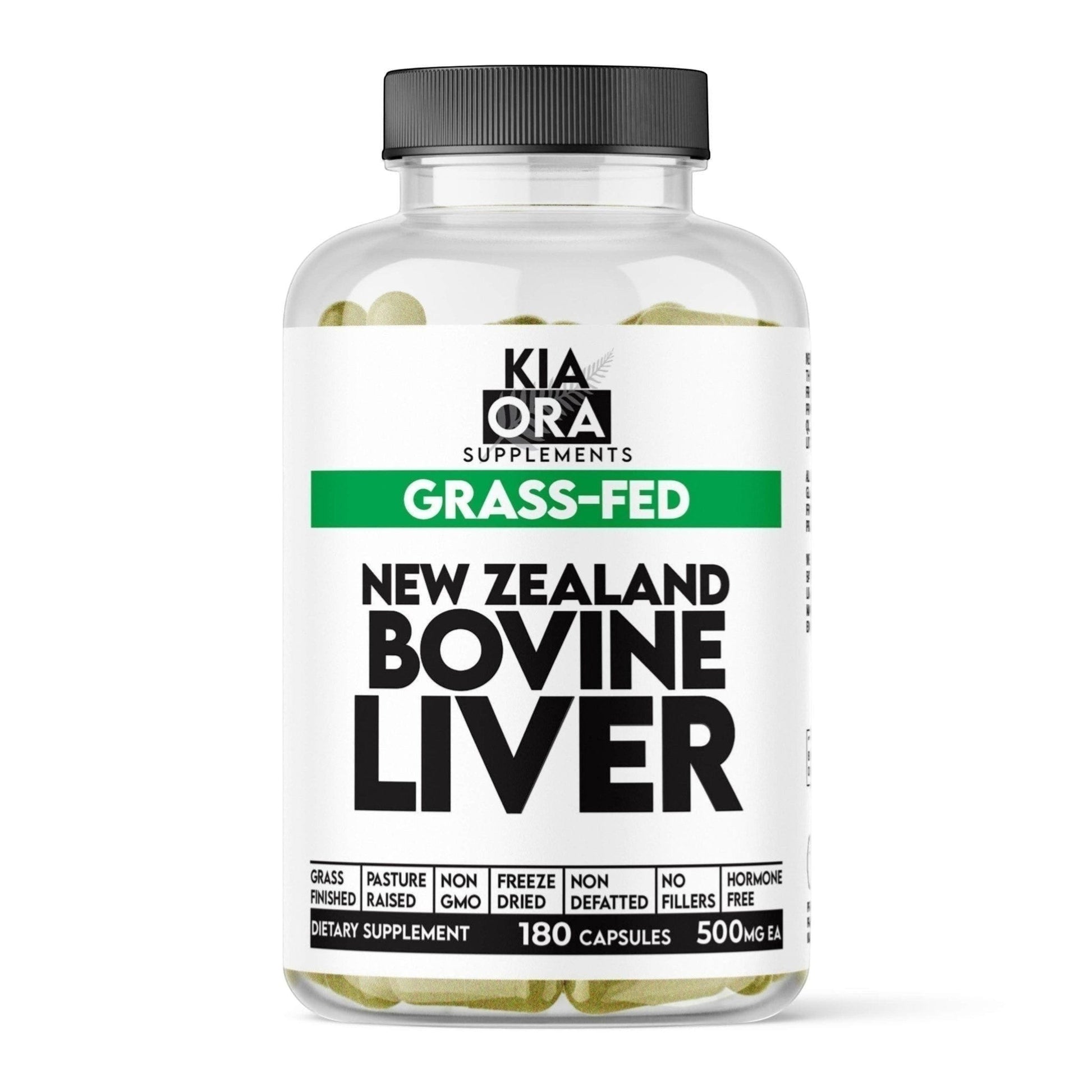 Grass - Fed Bovine Liver – Nutrient - Dense Organ Supplement | Natural Source of Vitamin A, B12, Iron & Energy Support. 180ct - KIA ORA LLC