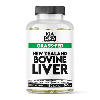 Grass - Fed Bovine Liver – Nutrient - Dense Organ Supplement | Natural Source of Vitamin A, B12, Iron & Energy Support. 180ct - KIA ORA LLC