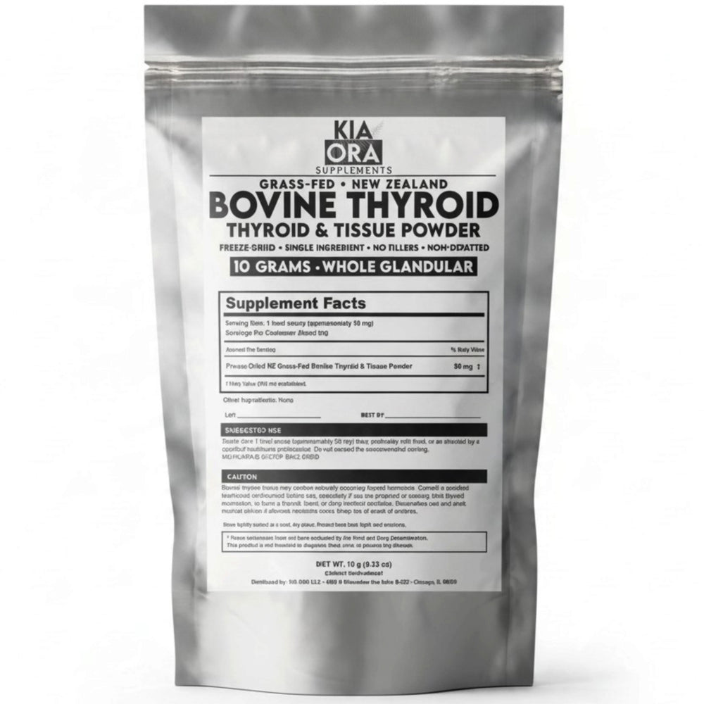 Kia Ora Bovine Thyroid & Tissue Powder 10 g pouch, freeze-dried New Zealand grass-fed bovine thyroid and tissue