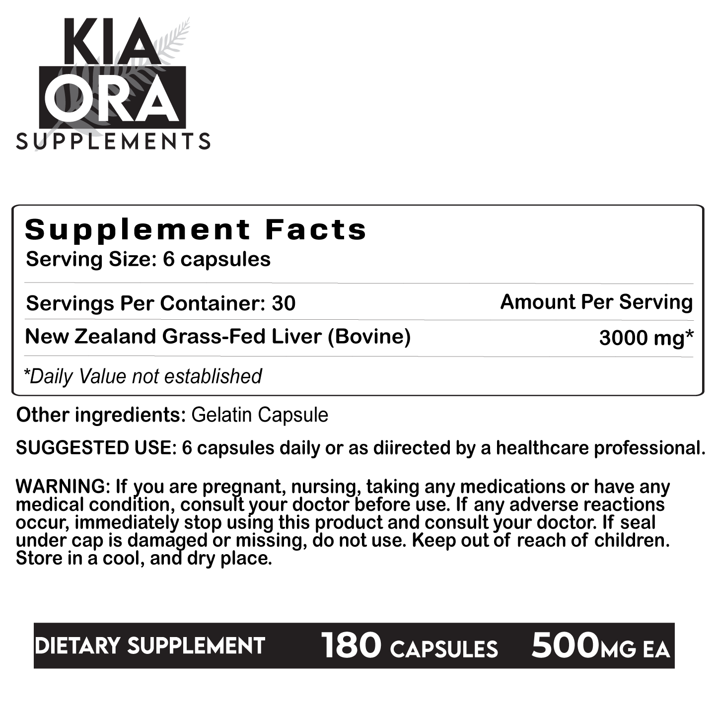 NEW ZEALAND 100% GRASS-FED BOVINE LIVER CAPSULES