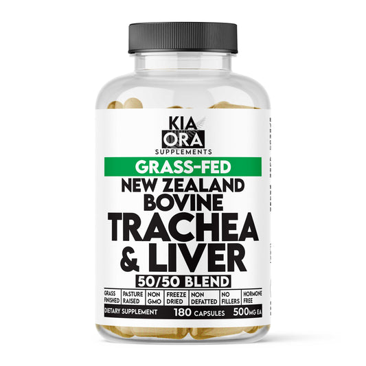 New Zealand Grass-Fed Bovine Trachea and Liver Capsules | Natural Collagen and Joint Support | 180 Count